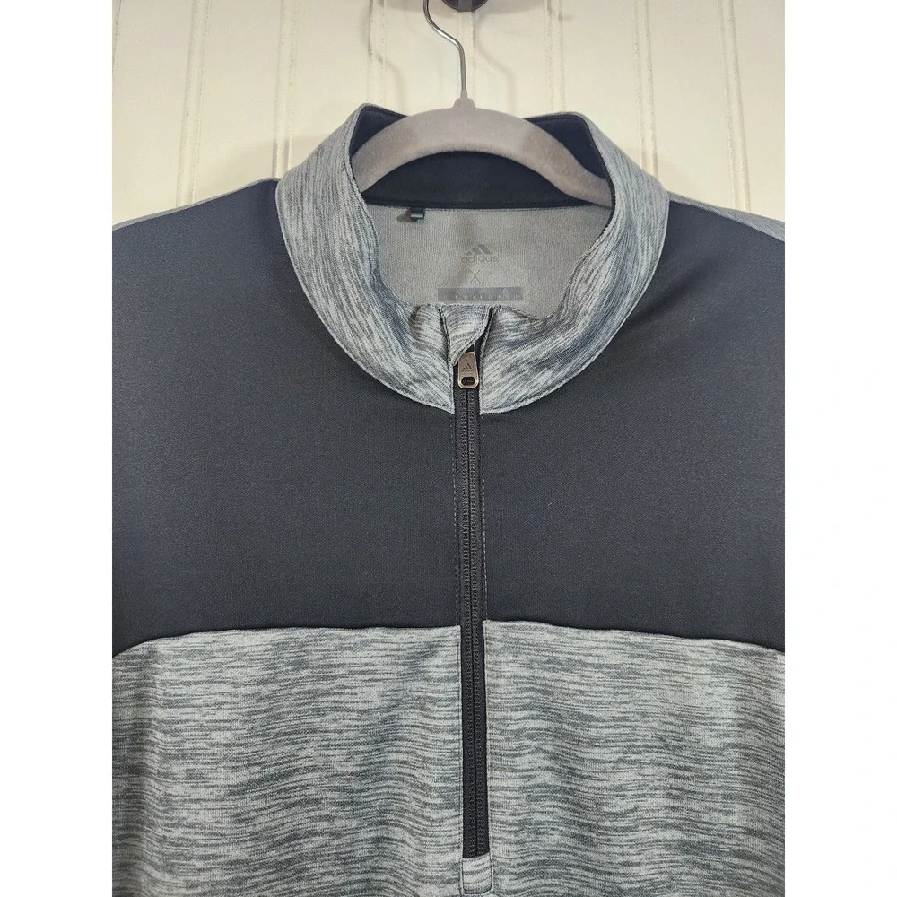 Adidas Golf Mens XL‎ Gray Heathered Quarter Zip Pullover Colorblock Sweatshirt